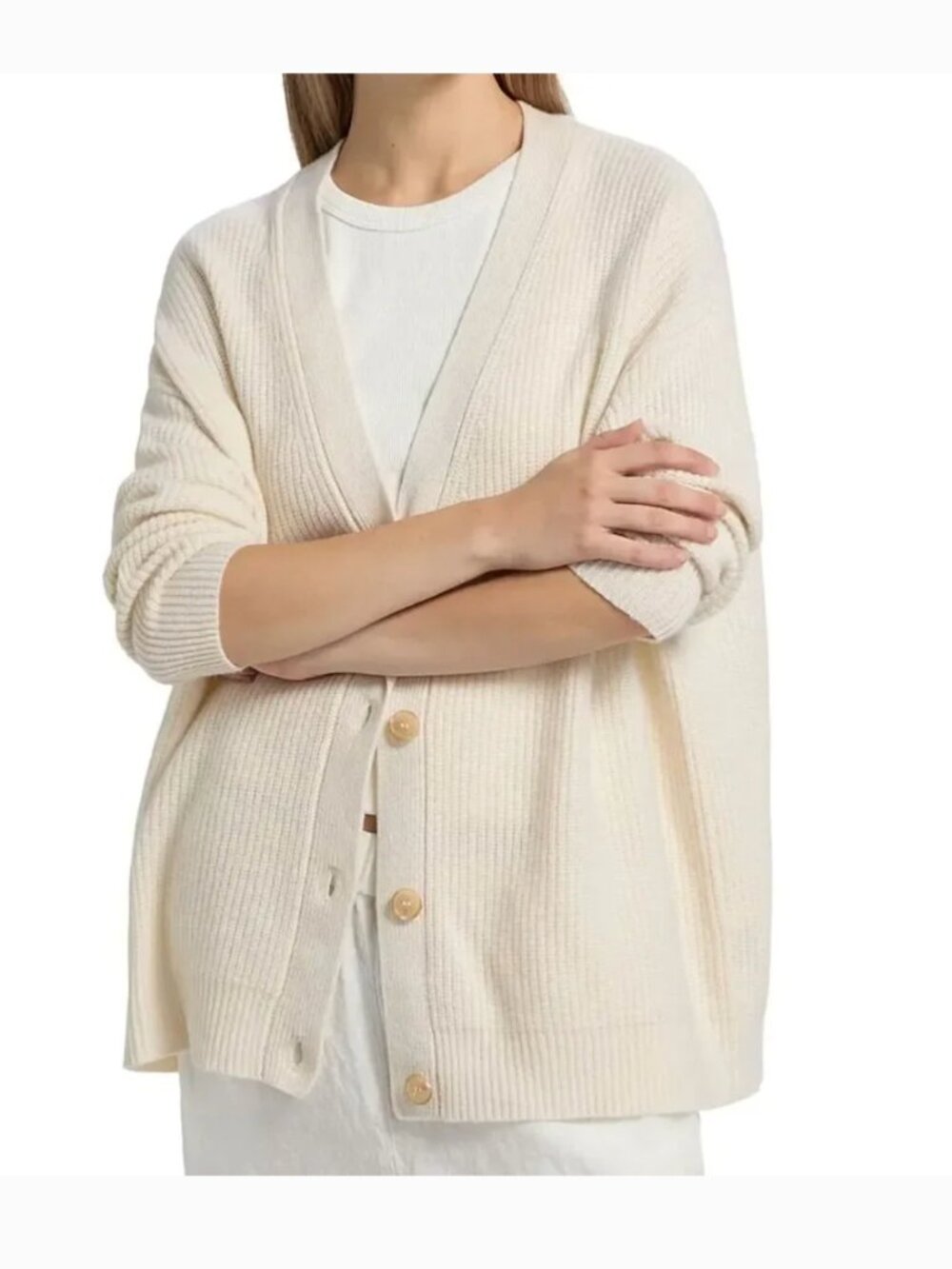 Jenni Kayne Cashmere Cocoon Oversized Cream Cardigan Sz XS